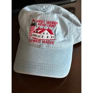 Lubec Maine Men's Blue 100% Cotton West Quoddy Head Light Baseball Cap One Size